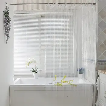 

Eforcurtain Clear Transparent Shower Curtain Liner Plastic PEVA with Magnets and Metal Grommets Bathroom Curtain Home Use