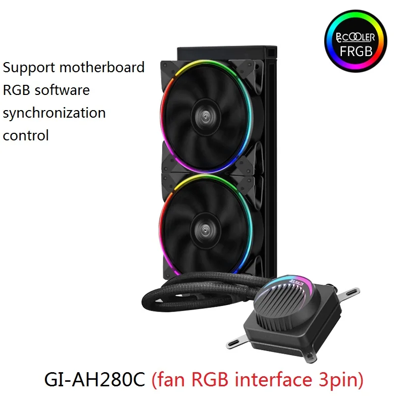 Pccooler GI-AH360C AH280C cpu кулер для воды 120 мм HALO вентилятор RGB для AMD AM4 AM3 intel 2011 2066 115X cpu Радиатор жидкого охлаждения - Цвет лезвия: GI-AH280C RGB 3PIN