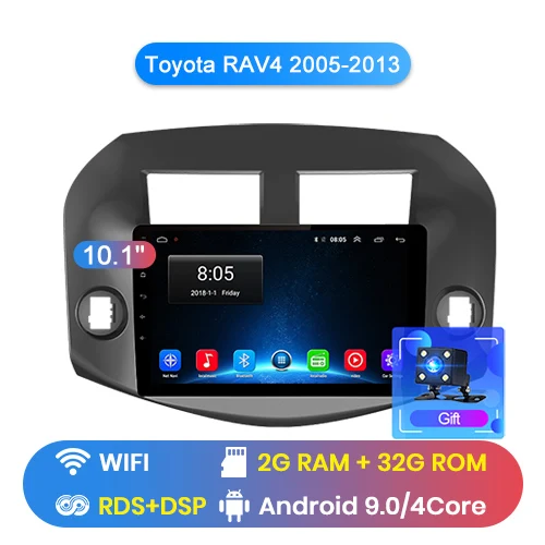 Junsun V1 2G+ 32G Android 9,0 для Toyota RAV4 2005-2007-2013 автомобильный Радио Мультимедиа Видео плеер навигация gps 2 din dvd - Цвет: WIFI 2-32GB