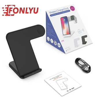 

2in1 Wireless Fast Charging Holder Stand for Apple Watch Series 1/ 2/ 3/ 4, iPhone 8G - Xs Max and Samsung Edges (Type-C Data)