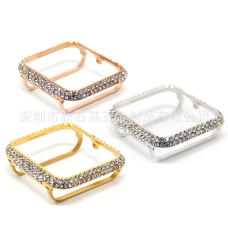 

Applicable APPLE Watch Case Apple Watch Stick-on Crystals Protective Frame Metal with Diamond Character And Picture Frame Protec