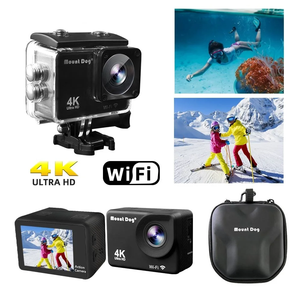 MountDog Go 4K Action Camera Pro Ultra HD WiFi Remote Control Sports Video Cam Recorder DVR Waterproof Case accessories|Экшн-камеры| |