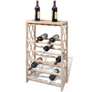 

Multilayer Classical Wooden Wine Bottle Holder Wine Storage Rack Stand 25Bottles Storage Rack Kitchen Bar Drinking Display Shelf