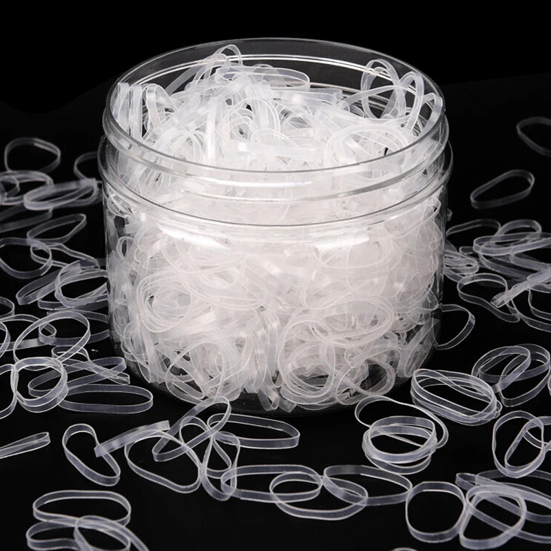 500 шт./кор. из прозрачной резины Hairband Веревка силиконовый хвост держатель эластичный ТПУ; резинка для волос с галстуком-бабочкой резинки кольца нарисованной длинноволосой девочкой, аксессуары