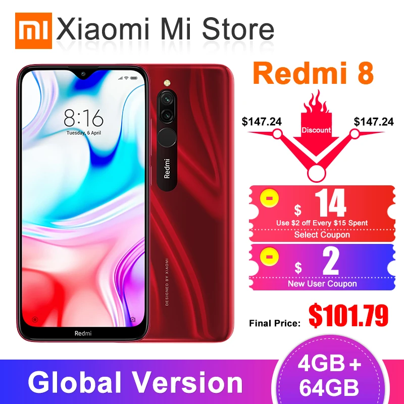  Xiaomi Redmi 8, 4 ГБ, 64 ГБ