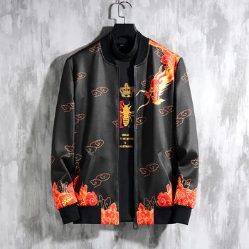 

Streetwear Dragon Print Jacket Plus Size 7xl Chinese Style Hip Hop Bomber Jacket Me Chaquetas Hombre Hombre Chaquetas Negras n