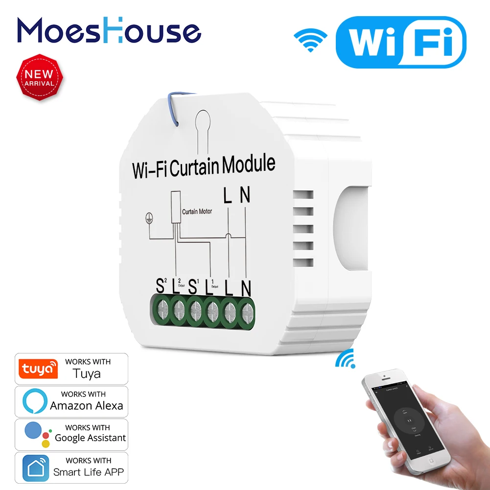 WiFi Smart Roller Shutter Blinds Curtain Switch Module for Motor Smart Life Tuya APP Remote Control Work with Alexa Google Home afbeelding