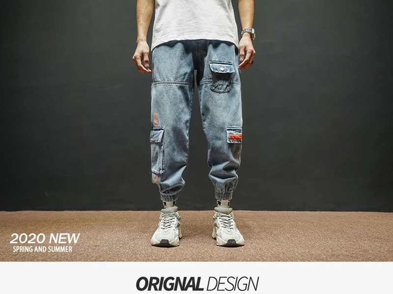 Acquista Moda Streetwear Uomo Jeans Loose Fit Multi Tasche Denim Cargo  Pants Hombre Luce Blu Hip Hop Designer Jeans Uomo Harem A 31,11 € Dal Oxxxy  | It.DHgate.Com
