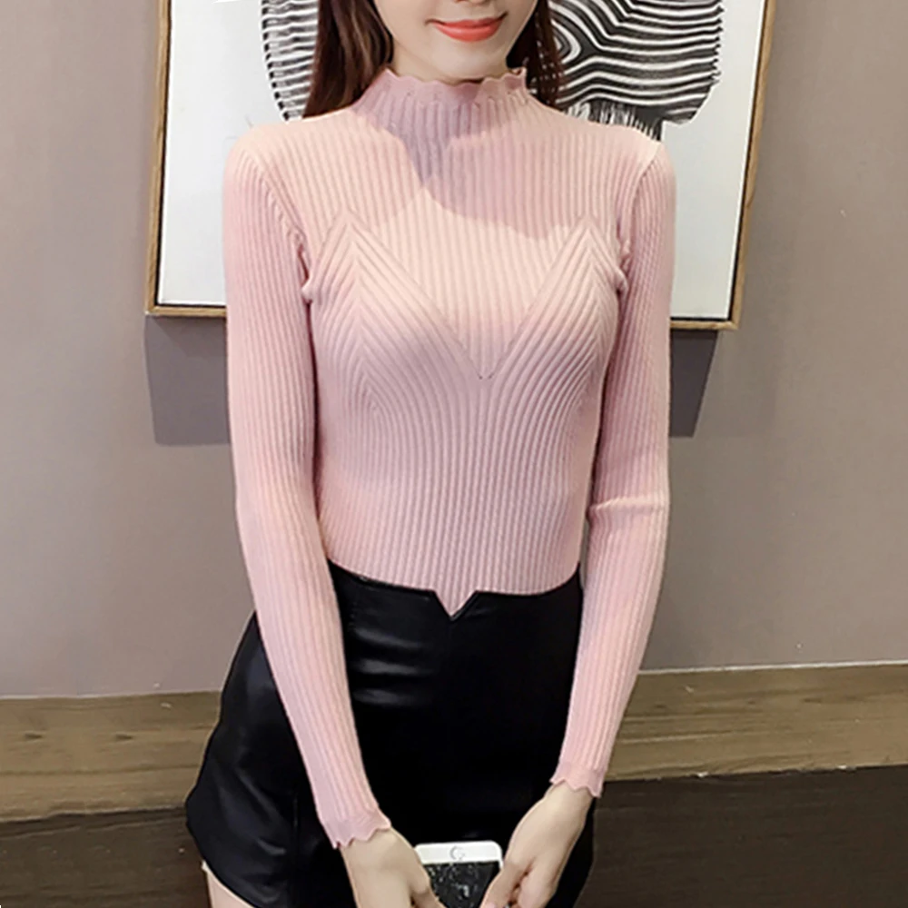 2019 New Autumn Winter Women Slim Fitting Sweater Long Sleeved Knitting Pullover Triangular Cut Collar Jumper Pull Femme Sweater 2019 New Autumn Winter Women Slim Fitting Sweater Long Sleeved Knitting Pullover Triangular Cut Collar Jumper Pull Femme Sweater