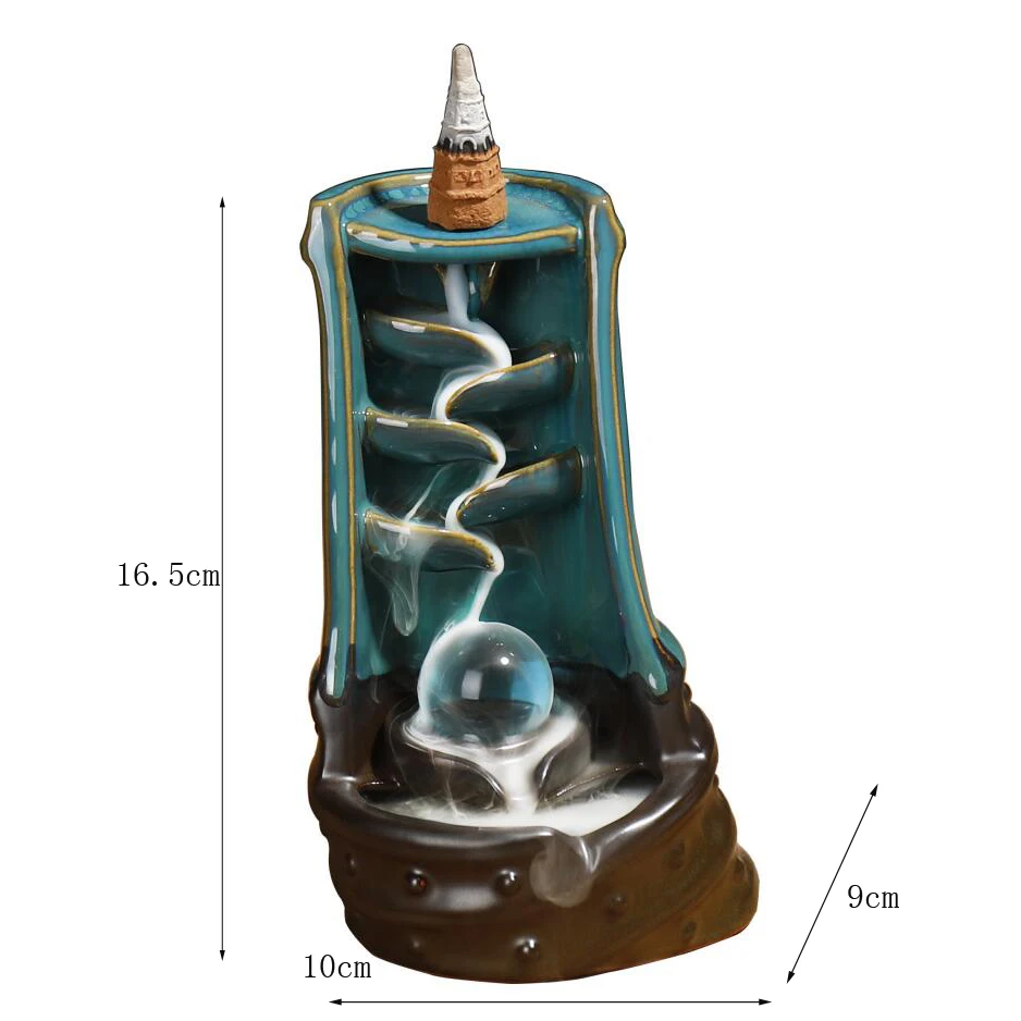 С 10 конусами Бесплатный подарок водопад курильница керамический держатель для благовоний, вариант для смешанных конусов для благовоний(размер горелки L и Размер M