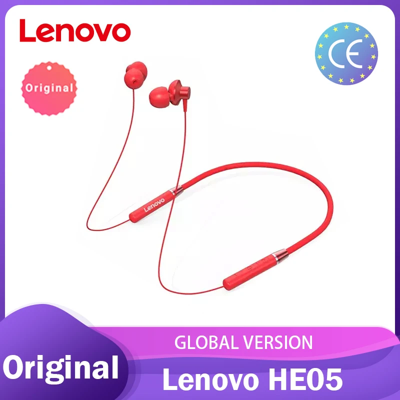 Оригинальная Bluetooth гарнитура Lenovo HE05 шейные спортивные беруши шумоподавление с