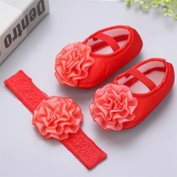 

Lovely Infant Baby Toddler Kids Girls Crib Shoes Baby Shoes Photography Props Flower Princess First Walkers Headwear Prewalker