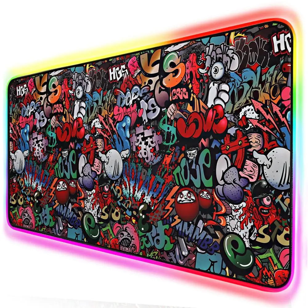 RGB коврик для мыши большой игровой коврик для мыши геймер xxl компьютерный коврик для мыши светодиодный большой коврик для мыши Клавиатура стол PC Mause коврик с подсветкой - Цвет: RGB Paint