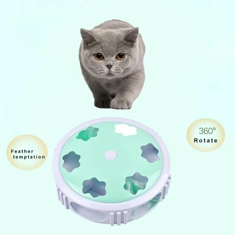 Игрушка для домашних животных котенок кошка Круглый Светящийся нескользящий высококачественный Удобный Электрический поворотный стол перьевая Терка интерактивные игрушки для питомцев