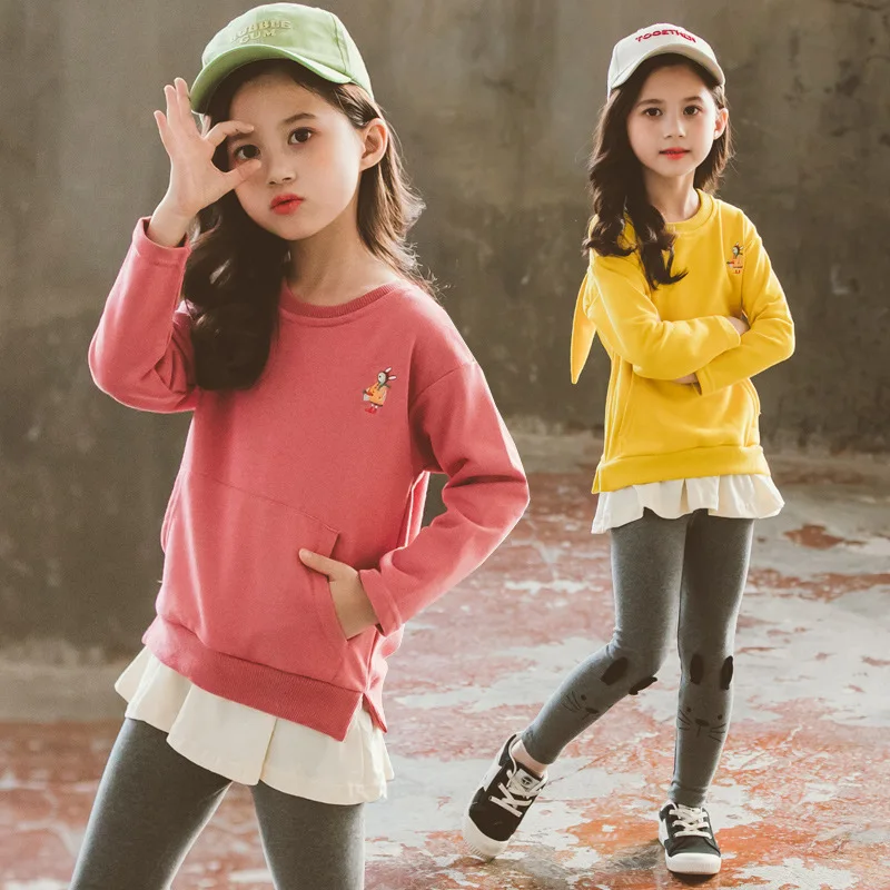 

Children's Clothing Girls 2020 Spring and Autumn Casual Suit Big Children Spring and Autumn Sweater Children's Two-Piece Set