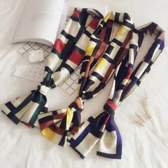 Стильный передний Длинный Шелковый шейный платок шарфы женские весна и осень лето универсальная лента повязка на запястье корейский стиль