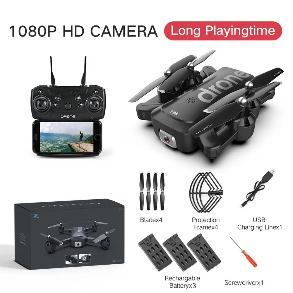 F88 Drone Folding HD Aerial Photography 4K Pixel Remote Control Dual Camera Altitude Hold Quadcopter Toy - Цвет: C