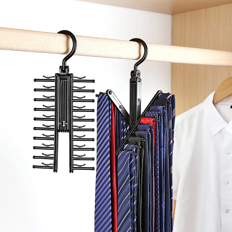 Adjustable 360°Rotating 20 Hook Belt Organizer Scarf Tie Rack Hanger Tie Holder 