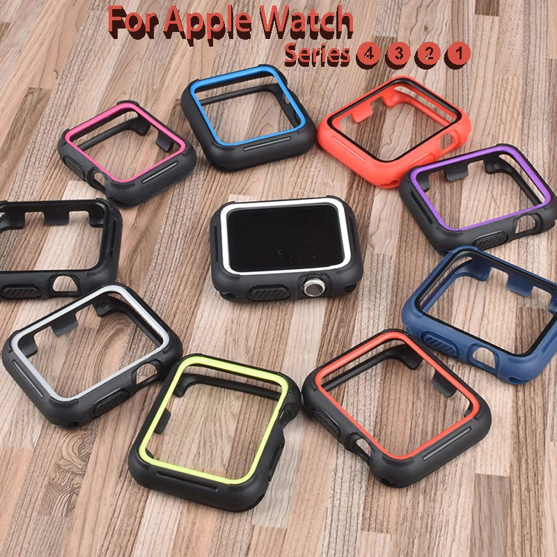 

TPU Cover For Apple watch Case Apple watch 4/5 44mm 40mm Silicone Protection watch Bumper Match sport band Accessories 44 40