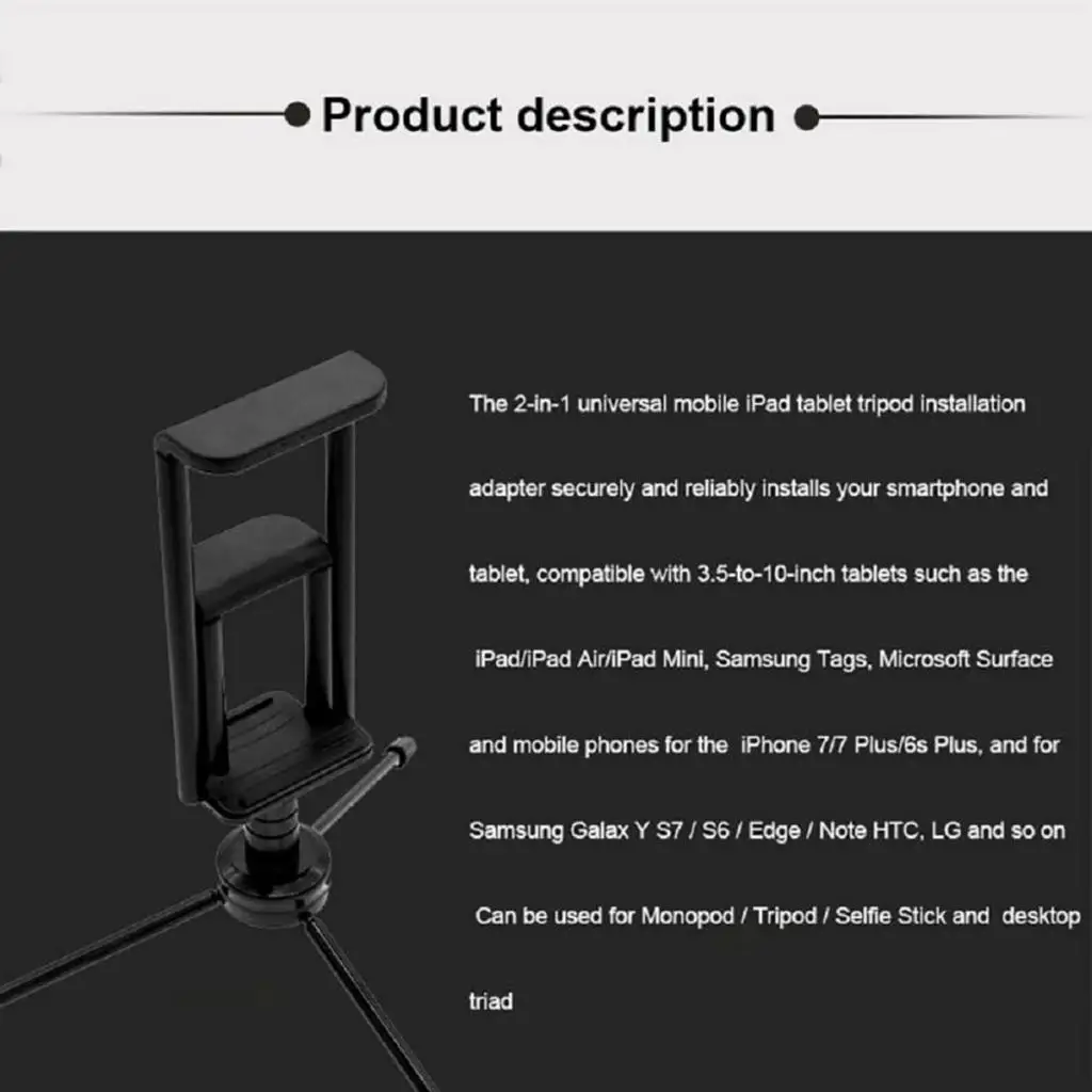 Universal Desk Camera Tripod for DSLR Camera Camcorder Phone Handheld Stabilizer Gimbal Tablet etc Holder Clip Mount Adapter