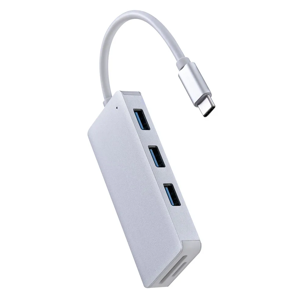 Белый OMESHIN Алюминий сплав Тип C док-станция USB 3,0 3 Порты и SD/устройство для считывания с tf-карт Адаптер Hub SD TF USB 3,0X3 5 в 1 взаимный обмен данными между компьютером и периферийными устройствами высокого Скорость концентратор - Цвет: Белый