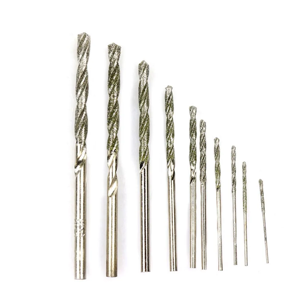 10Pc Cobalt Drill Bits Set 0.8-4mm For Stainless Steel Copper, Aluminum, Zinc Alloy HSS Silver Emery Twist Drill Bit Power Tools