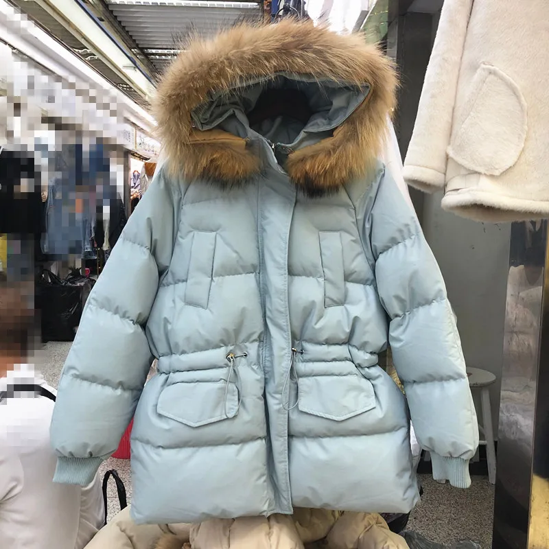 Новые Длинные парки женские зимние куртки пальто толстая хлопковая теплая куртка женская верхняя одежда парки настоящий меховой капюшон, воротник пальто