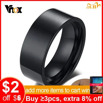 CALIENTE PROMO ❤️ Vnox-anillos de boda básicos minimalistas para hombre, 8mm, acero inoxidable negro pulido, joyería - discount item 40% OFF Joyas y complementos