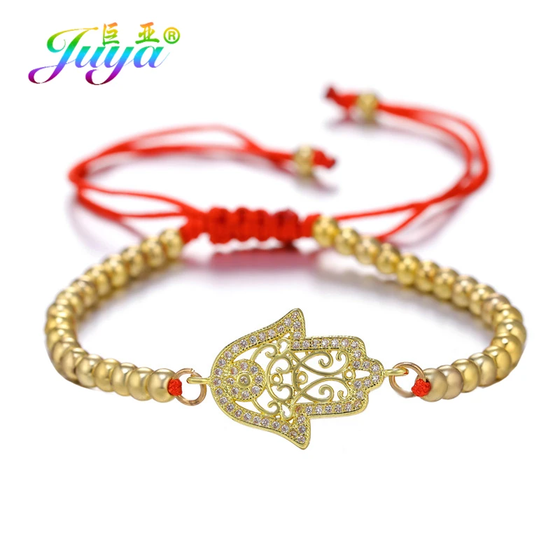 

Factory Direct Men Bracelet Micro Pave CZ Hamsa Connector Evil Eye Gold/Silver/Rose Gold Colors Bracelets For Men Women