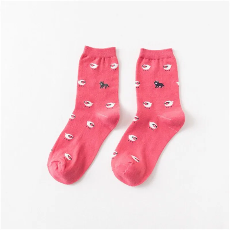 Jeseca/милые женские носки с принтом кота из мультфильма Harajuku, винтажные уличные носки с круглым носком, Осень-зима, теплые японские носки Kawaii