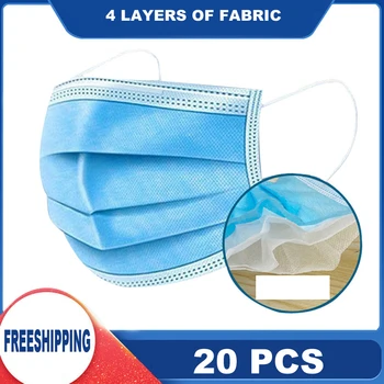 

20 PCS/Lot 4-Layer Thick Disposable Protective Face Mask Dustproof Free Shipping Anti-Bacteria Antiviral Anti-Cold Outdoor KZ04
