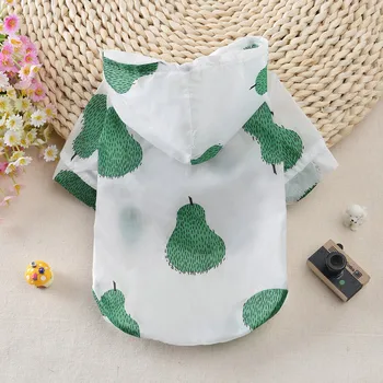 

Summer Sun Protection Hoodie Small Dog Clothes Dog Raincoat Sun-proof Clothing Fruit Printing For Small Medium Pets Print Poncho