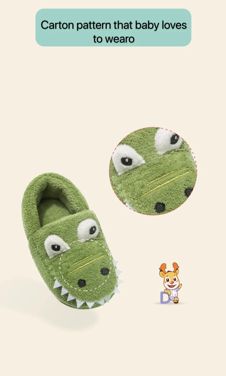 Sapatos de Algodão Chinelos de Algodão Anos de Idade Meninos e Meninas da Criança Bebê Crianças Dinossauro Crocodilo 1-3 Inverno Sapatos Uly 5 bebê chinelos de algodão crocodilo 1-3 anos
