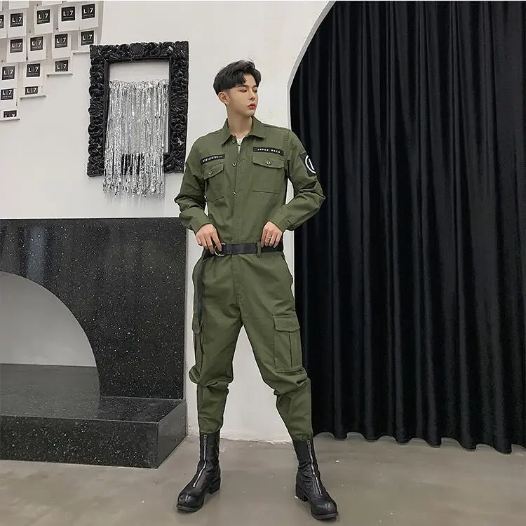 SHENGYUJIN S~ 2XL! Осень Ретро оснастки комбинезон мужские ins тренд брюки хип хоп Свободные Комбинезоны мужской костюм