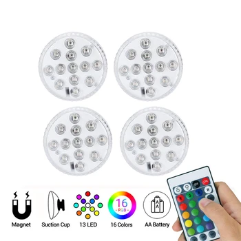 

4pcs/box 16 Colors 13 LEDs Pool Underwater Light with Suction Cup Outdoor Pond Fountain Garden Swimming Submersible Night Lamp