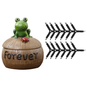 

1 Pcs Ashtray Cute Frog Creative Ashtray with 12Pcs Adjustable Bed Sheet Band Holder Straps with Grippers Clip