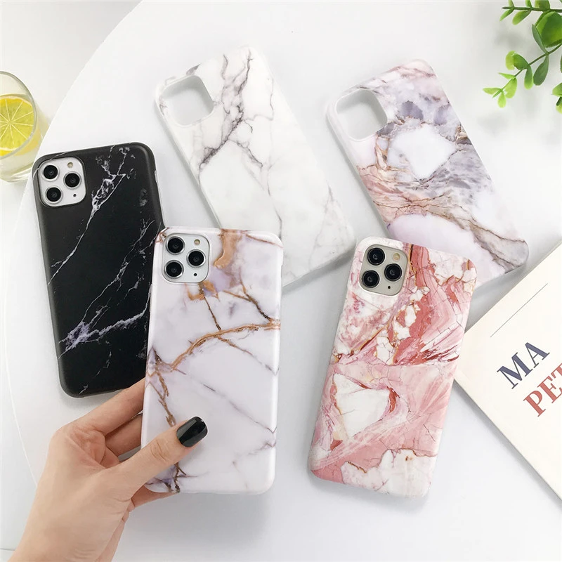 Ottwn Marble Stone Texture Phone Case For iPhone 13 Pro Max 11 12 Pro Max X XR XS 7 8 Plus Colorful Soft IMD Silicone Back Cover iphone 13 pro max clear case