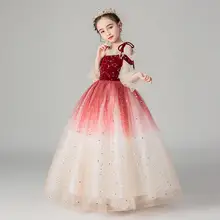 Роскошные платья принцессы для девочек Новинка года; пышные бальные платья для девочек; Свадебный на день рождения вечерние платья; Modis; детская одежда; vestidos; Y2136