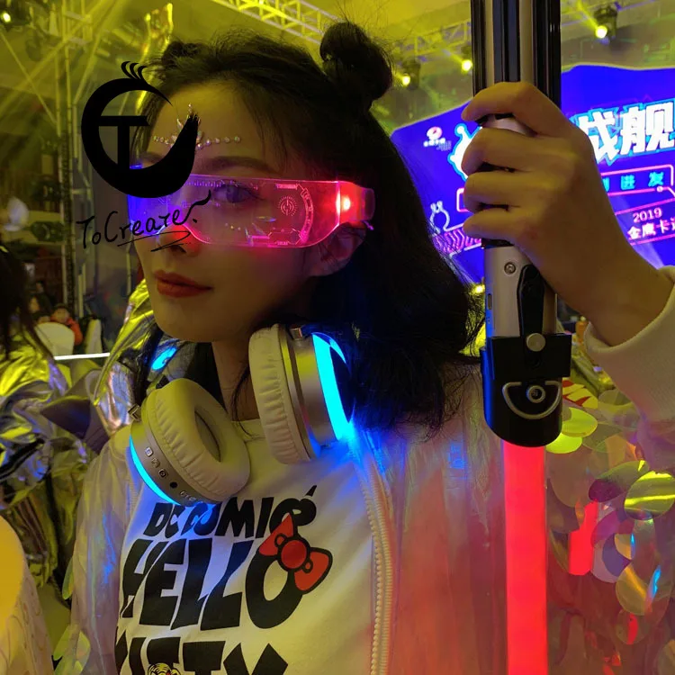 

LED Acrylic Seven Color Luminous Glasses Nightclub Bar Bundy Concert Music Festival Net Red Technology Sense Glasses
