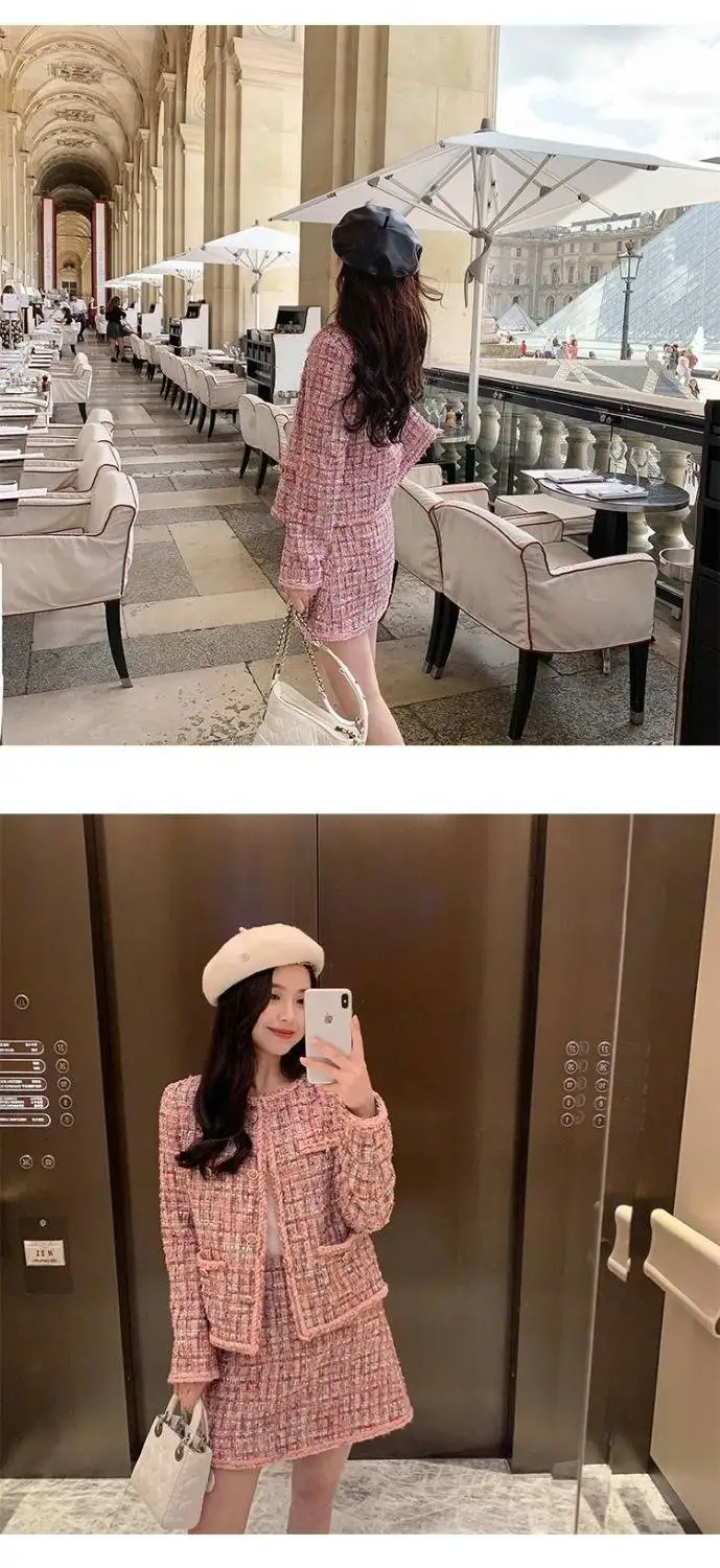 Heydress Осень Зима Женское шерстяное пальто с отложным воротником OL однобортный Жакет женский элегантный комплект из двух предметов
