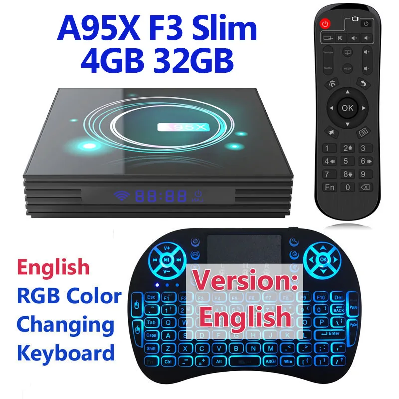 4GB 32GB Set En Новая ТВ приставка Android A95 F3 тонкий 4K HD медиаплеер 75fps Смарт ТВ приставка S905X 2 ГБ 4 ГБ ram 2,4G/5G WiFi глобальная версия - Цвет: 4GB 32GB Set En