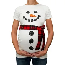 Модные топы для беременных женщин; Новогодняя и Рождественская одежда с принтом снеговика для беременных; футболки; Одежда для беременных(без шарфа