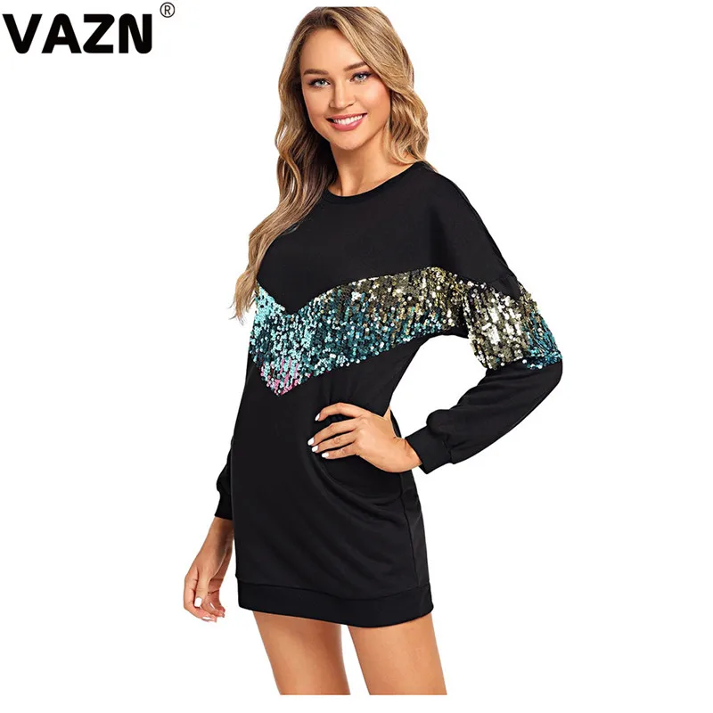 VAZN Bling, черный, хит, для девушек, с карманами, утолщенный, для бега, спортивный, женский, сексуальный, толстовка, тройники, вышивка бисером, полный рукав, o-образный вырез, тройники