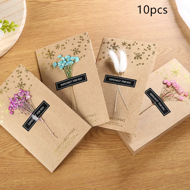 

10pcs Christmas Eve Gift Blessing Small Card Cartoon Pattern Christmas Greeting Card Thanksgiving Day Manual DIY Thank You Card