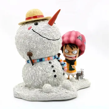 

Anime ONE PIECE Snowfield Luffy Snowman Scene showhand Straw-hat Snowman statue PVC Action Figure Collection Model Toy B44