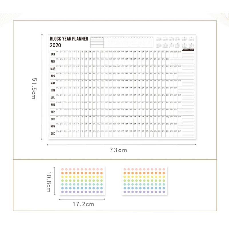 Год настенный календарь планировщик ежедневный план настенный бумажный календарь с 2 листами EVA наклейки для офиса школы дома