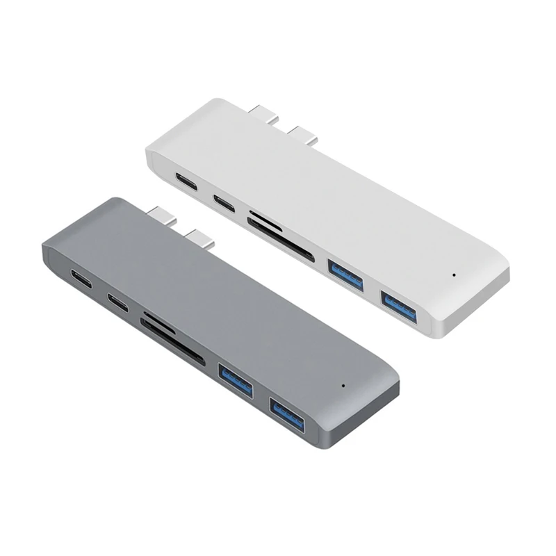 Двойной Концентратор типа C, двойной концентратор USB C, USB 3,0, SD, Micro SD, кард-ридер, адаптер USB 3,0, концентратор для Macbook, конвертер, зарядный адаптер