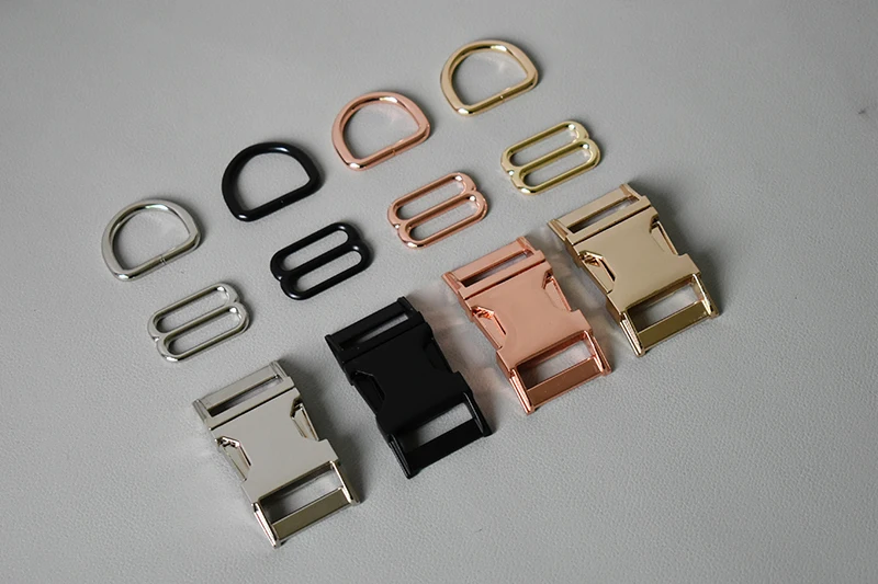 100 sets metal buckle tri-glide D ring adjuster 25mm webbing for paracord dog collar necklace belt buckle DIY sewing accessories