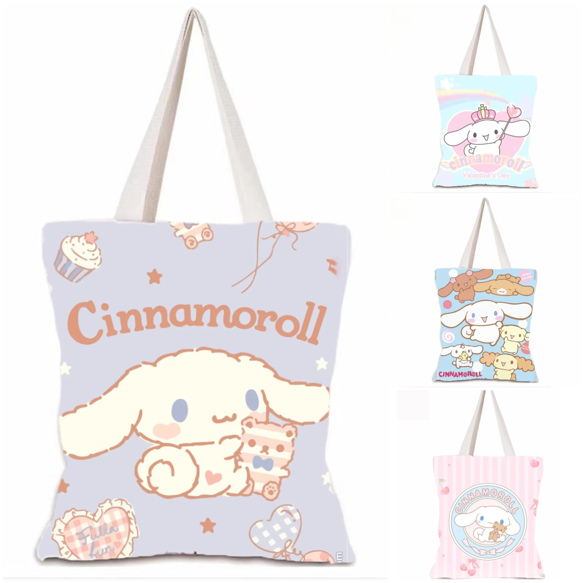 Sanrio Cinnamon Dog Canvas Bag Big Ear Dog Student Shoulder Bag Foldable Shopping Bag Handbag