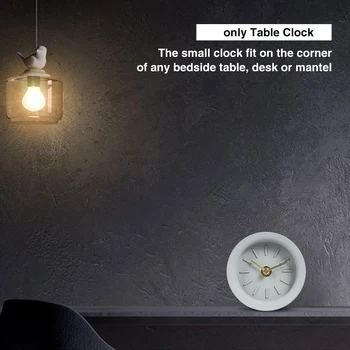 

Battery Operated Pointer Table Clock Industrial Style Desk Round Portable Bathroom Guest Room Silent Movement Home Decor Cement